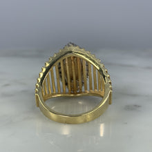 Load image into Gallery viewer, 1970s Opal and Diamond Halo Statement Ring in a Large 14K Yellow Gold Setting. - Scotch Street Vintage