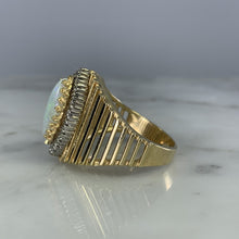 Load image into Gallery viewer, 1970s Opal and Diamond Halo Statement Ring in a Large 14K Yellow Gold Setting. - Scotch Street Vintage