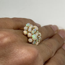 Load image into Gallery viewer, 1970s Opal Cluster Ring in 14k Yellow Gold. October Birthstone. 14th Anniversary Gift. - Scotch Street Vintage