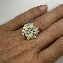 Load image into Gallery viewer, 1970s Opal Cluster Ring in 14k Yellow Gold. October Birthstone. 14th Anniversary Gift. - Scotch Street Vintage