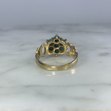 Load image into Gallery viewer, 1970s Turquoise Flower Ring in Yellow Gold. Boho Chic Cluster Floral Setting. December Birthstone. - Scotch Street Vintage