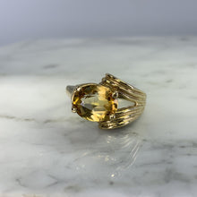 Load image into Gallery viewer, 1970s Vintage Citrine Ring in 10K Yellow Gold Setting. November Birthstone in Art Deco Style. - Scotch Street Vintage