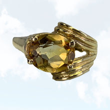 Load image into Gallery viewer, 1970s Vintage Citrine Ring in 10K Yellow Gold Setting. November Birthstone in Art Deco Style. - Scotch Street Vintage