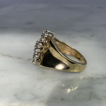 Load image into Gallery viewer, 1970s Vintage Diamond Cluster Statement Ring in a 10K Yellow Gold Setting. Estate Jewelry. - Scotch Street Vintage