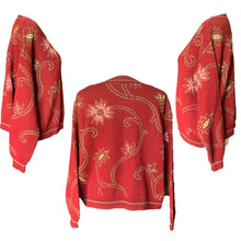 Load image into Gallery viewer, 1980s Red Wool Sweater with Pink Floral Design by United Colors of Benetton. Sustainable Fall Fashion. - Scotch Street Vintage