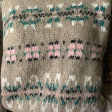 Load image into Gallery viewer, 1980s Tan Fair Isle Sweater with Pink and Blue Accents by United Colors of Benetton. Preppy Style. - Scotch Street Vintage