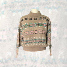 Load image into Gallery viewer, 1980s Tan Fair Isle Sweater with Pink and Blue Accents by United Colors of Benetton. Preppy Style. - Scotch Street Vintage