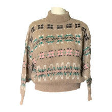 Load image into Gallery viewer, 1980s Tan Fair Isle Sweater with Pink and Blue Accents by United Colors of Benetton. Preppy Style. - Scotch Street Vintage