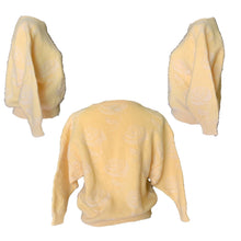 Load image into Gallery viewer, 1980s Yellow Batwing Sweater by United Colors of Benetton. Bohemian Floral Design. Sustainable Fashion. - Scotch Street Vintage