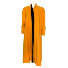 Load image into Gallery viewer, 1980s Yellow Wool Coat by Ilie Wacs. Bold and Oversized with Black Collar and Button Accents. - Scotch Street Vintage