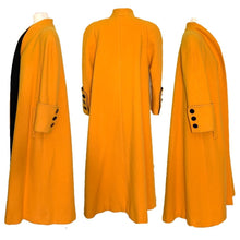 Load image into Gallery viewer, 1980s Yellow Wool Coat by Ilie Wacs. Bold and Oversized with Black Collar and Button Accents. - Scotch Street Vintage
