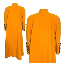 Load image into Gallery viewer, 1980s Yellow Wool Coat by Ilie Wacs. Bold and Oversized with Black Collar and Button Accents. - Scotch Street Vintage