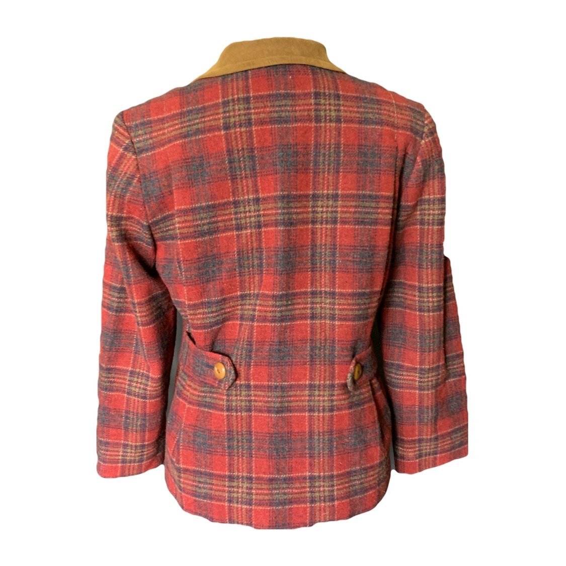 1990s Wool Riding Jacket by Pendleton in a Red and Brown Plaid with a