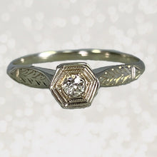 Load image into Gallery viewer, Antique 1920s Diamond Engagement Ring in an Art Deco 14K Gold Setting. Sustainable Jewelry. - Scotch Street Vintage