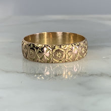 Load image into Gallery viewer, Antique 1920s Etched Rose Gold Wedding Band with Art Nouveau Design. Stacking or Thumb Ring. - Scotch Street Vintage