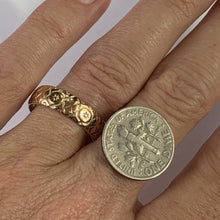Load image into Gallery viewer, Antique 1920s Etched Rose Gold Wedding Band with Art Nouveau Design. Stacking or Thumb Ring. - Scotch Street Vintage
