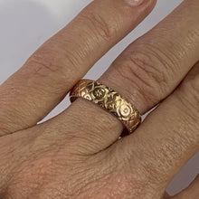 Load image into Gallery viewer, Antique 1920s Etched Rose Gold Wedding Band with Art Nouveau Design. Stacking or Thumb Ring. - Scotch Street Vintage