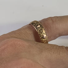 Load image into Gallery viewer, Antique 1920s Etched Rose Gold Wedding Band with Art Nouveau Design. Stacking or Thumb Ring. - Scotch Street Vintage