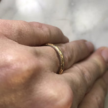 Load image into Gallery viewer, Antique 1920s Wedding Band in 18k White and Yellow Gold. Stacking Ring with Art Deco Etching. - Scotch Street Vintage
