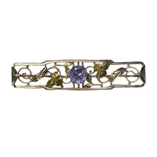 Load image into Gallery viewer, Antique Amethyst Brooch or Bar Pendant in 14K Yellow Gold. Repurposed Jewelry. January - Scotch Street Vintage