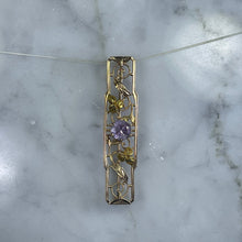 Load image into Gallery viewer, Antique Amethyst Brooch or Bar Pendant in 14K Yellow Gold. Repurposed Jewelry. January - Scotch Street Vintage