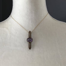 Load image into Gallery viewer, Antique Amethyst Brooch or Pendant in 9K Yellow Gold. February Birthstone. 6th Anniversary. - Scotch Street Vintage