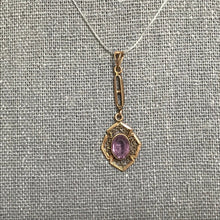 Load image into Gallery viewer, Antique Amethyst Drop Pendant set in 10K Yellow Gold. February Birthstone Estate Jewelry. - Scotch Street Vintage