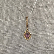 Load image into Gallery viewer, Antique Amethyst Drop Pendant set in 10K Yellow Gold. February Birthstone Estate Jewelry. - Scotch Street Vintage