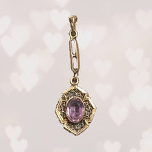 Load image into Gallery viewer, Antique Amethyst Drop Pendant set in 10K Yellow Gold. February Birthstone Estate Jewelry. - Scotch Street Vintage