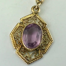 Load image into Gallery viewer, Antique Amethyst Drop Pendant set in 10K Yellow Gold. February Birthstone Estate Jewelry. - Scotch Street Vintage