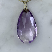 Load image into Gallery viewer, Antique Amethyst Necklace with Drop Pendant and Beads set in 14K Yellow Gold. February Birthstone. - Scotch Street Vintage