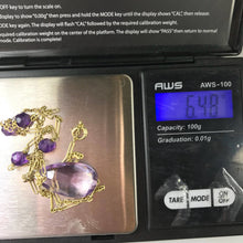 Load image into Gallery viewer, Antique Amethyst Necklace with Drop Pendant and Beads set in 14K Yellow Gold. February Birthstone. - Scotch Street Vintage