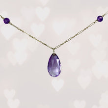 Load image into Gallery viewer, Antique Amethyst Necklace with Drop Pendant and Beads set in 14K Yellow Gold. February Birthstone. - Scotch Street Vintage