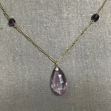 Load image into Gallery viewer, Antique Amethyst Necklace with Drop Pendant and Beads set in 14K Yellow Gold. February Birthstone. - Scotch Street Vintage