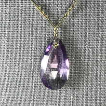 Load image into Gallery viewer, Antique Amethyst Necklace with Drop Pendant and Beads set in 14K Yellow Gold. February Birthstone. - Scotch Street Vintage