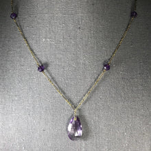 Load image into Gallery viewer, Antique Amethyst Necklace with Drop Pendant and Beads set in 14K Yellow Gold. February Birthstone. - Scotch Street Vintage