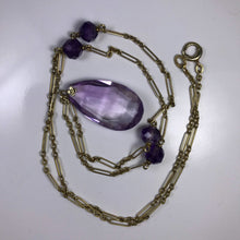 Load image into Gallery viewer, Antique Amethyst Necklace with Drop Pendant and Beads set in 14K Yellow Gold. February Birthstone. - Scotch Street Vintage