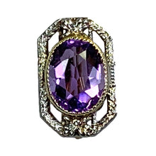 Load image into Gallery viewer, Antique Amethyst Pendant. 14K Gold Filigree. February Birthstone. 6th Anniversary. Upcycled Jewelry. - Scotch Street Vintage