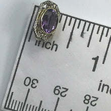 Load image into Gallery viewer, Antique Amethyst Pendant. 14K Gold Filigree. February Birthstone. 6th Anniversary. Upcycled Jewelry. - Scotch Street Vintage