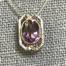 Load image into Gallery viewer, Antique Amethyst Pendant. 14K Gold Filigree. February Birthstone. 6th Anniversary. Upcycled Jewelry. - Scotch Street Vintage