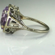 Load image into Gallery viewer, Antique Amethyst Ring. 10K White Gold. Art Nouveau Filigree. February Birthstone. 6th Anniversary. - Scotch Street Vintage