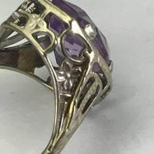 Load image into Gallery viewer, Antique Amethyst Ring. 10K White Gold. Art Nouveau Filigree. February Birthstone. 6th Anniversary. - Scotch Street Vintage