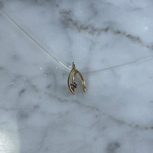 Load image into Gallery viewer, Antique Amethyst Wishbone Pendant in 14K Yellow Gold. Upcycled Repurposed Hatpin. January Birthstone. - Scotch Street Vintage