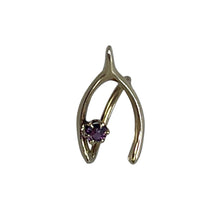 Load image into Gallery viewer, Antique Amethyst Wishbone Pendant in 14K Yellow Gold. Upcycled Repurposed Hatpin. January Birthstone. - Scotch Street Vintage