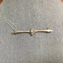 Load image into Gallery viewer, Antique Aquamarine Bar Pendant. 10K Gold. March Birthstone. 19th Anniversary. Upcycled Jewelry. - Scotch Street Vintage