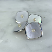 Load image into Gallery viewer, Antique Art Deco Cufflinks and Tuxedo Stud Set in Mother of Pearl. Grooms or Groomsman Gift. - Scotch Street Vintage