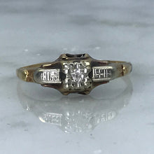 Load image into Gallery viewer, Antique Art Deco Diamond Engagement Ring. 14K Gold Setting. April Birthstone. 10 Year Anniversary Gift. - Scotch Street Vintage