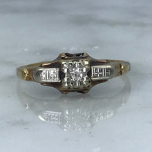 Load image into Gallery viewer, Antique Art Deco Diamond Engagement Ring. 14K Gold Setting. April Birthstone. 10 Year Anniversary Gift. - Scotch Street Vintage