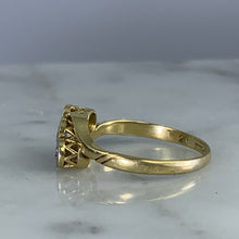 Load image into Gallery viewer, Antique Art Deco Diamond Engagement Ring in 18K Yellow Gold. Past Present and Future Trilogy Ring - Scotch Street Vintage