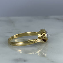 Load image into Gallery viewer, Antique Art Deco Diamond Engagement Ring in 18K Yellow Gold. Past Present and Future Trilogy Ring - Scotch Street Vintage